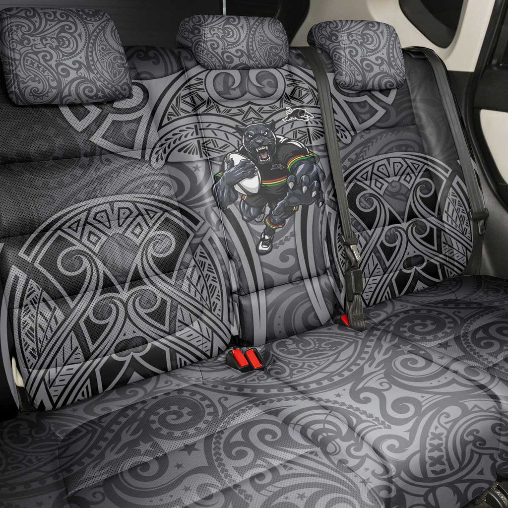 Penrith Panthers Rugby Back Car Seat Cover Polynesian Tribal Panther Warrior Black Grey Pattern