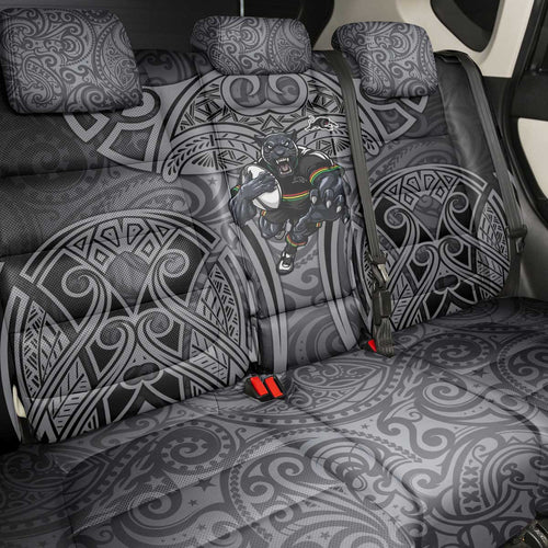 Penrith Panthers Rugby Back Car Seat Cover Polynesian Tribal Panther Warrior Black Grey Pattern