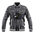 Penrith Panthers Rugby Baseball Jacket Polynesian Tribal Panther Warrior Black Grey Pattern