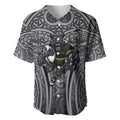 Penrith Panthers Rugby Baseball Jersey Polynesian Tribal Panther Warrior Black Grey Pattern