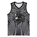 Penrith Panthers Rugby Basketball Jersey Polynesian Tribal Panther Warrior Black Grey Pattern
