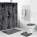 Penrith Panthers Rugby Bathroom Set Polynesian Tribal Panther Warrior Black Grey Pattern
