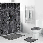 Penrith Panthers Rugby Bathroom Set Polynesian Tribal Panther Warrior Black Grey Pattern