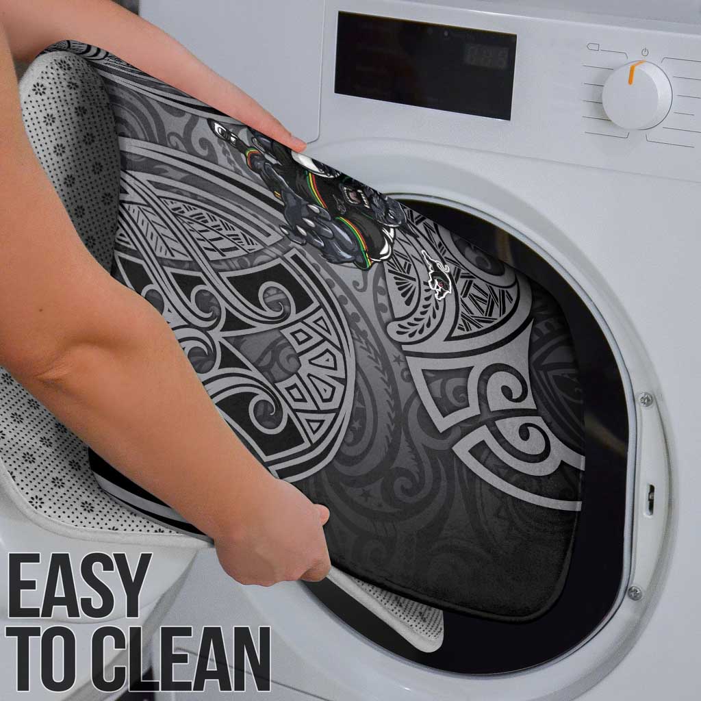 Penrith Panthers Rugby Bathroom Set Polynesian Tribal Panther Warrior Black Grey Pattern