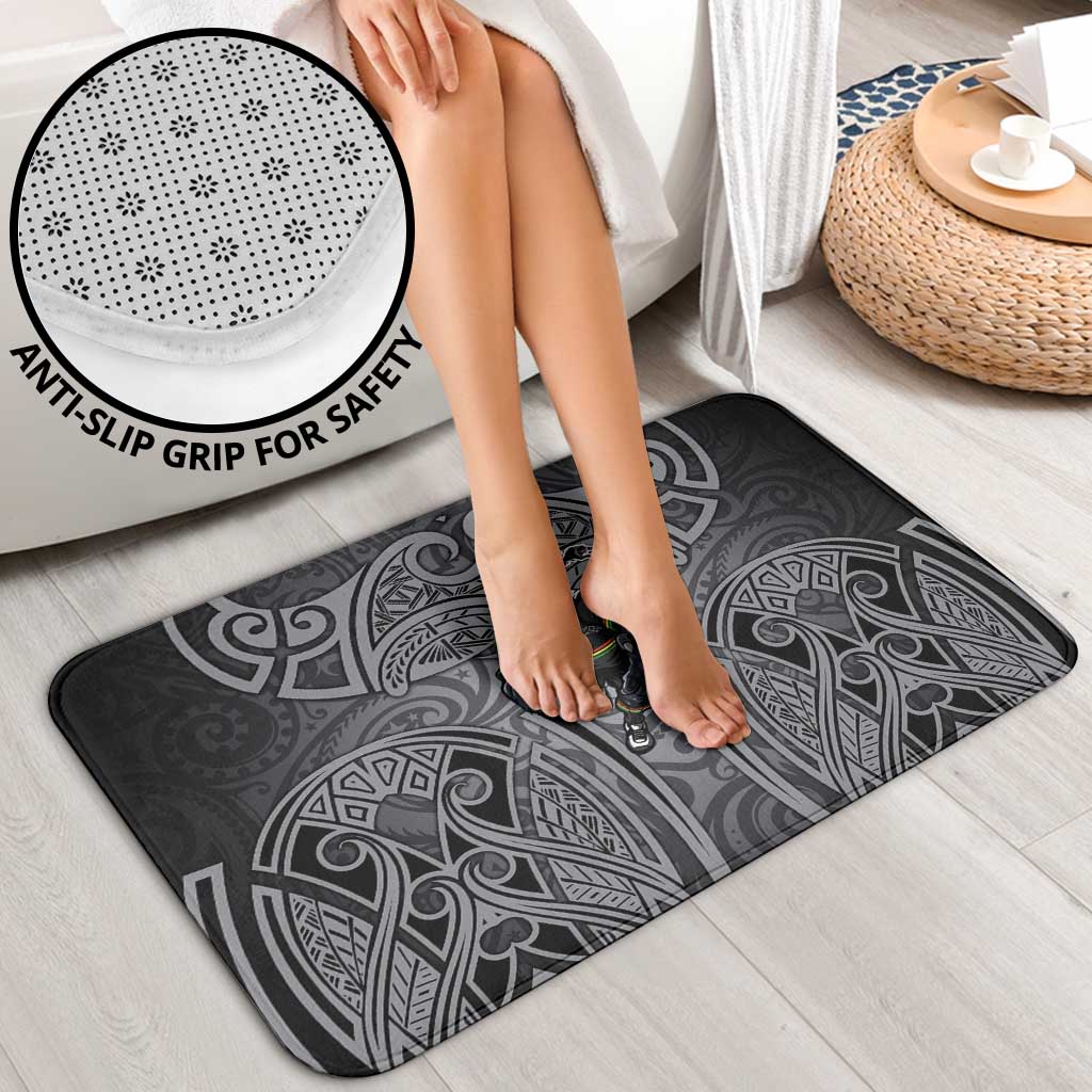 Penrith Panthers Rugby Bathroom Set Polynesian Tribal Panther Warrior Black Grey Pattern