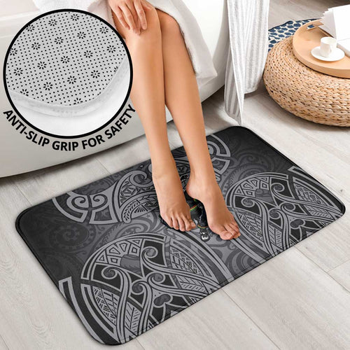 Penrith Panthers Rugby Bathroom Set Polynesian Tribal Panther Warrior Black Grey Pattern