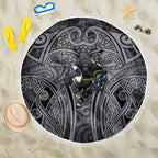 Penrith Panthers Rugby Beach Blanket Polynesian Tribal Panther Warrior Black Grey Pattern