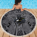 Penrith Panthers Rugby Beach Blanket Polynesian Tribal Panther Warrior Black Grey Pattern