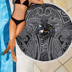 Penrith Panthers Rugby Beach Blanket Polynesian Tribal Panther Warrior Black Grey Pattern
