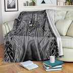 Penrith Panthers Rugby Blanket Polynesian Tribal Panther Warrior Black Grey Pattern