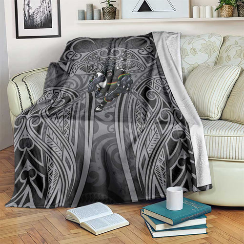 Penrith Panthers Rugby Blanket Polynesian Tribal Panther Warrior Black Grey Pattern