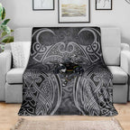 Penrith Panthers Rugby Blanket Polynesian Tribal Panther Warrior Black Grey Pattern