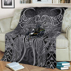 Penrith Panthers Rugby Blanket Polynesian Tribal Panther Warrior Black Grey Pattern