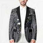 Penrith Panthers Rugby Blazer Polynesian Tribal Panther Warrior Black Grey Pattern
