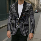 Penrith Panthers Rugby Blazer Polynesian Tribal Panther Warrior Black Grey Pattern