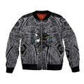 Penrith Panthers Rugby Bomber Jacket Polynesian Tribal Panther Warrior Black Grey Pattern
