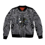 Penrith Panthers Rugby Bomber Jacket Polynesian Tribal Panther Warrior Black Grey Pattern