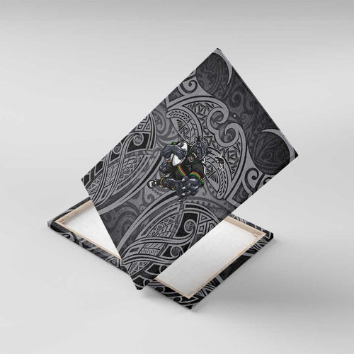 Penrith Panthers Rugby Canvas Wall Art Polynesian Tribal Panther Warrior Black Grey Pattern