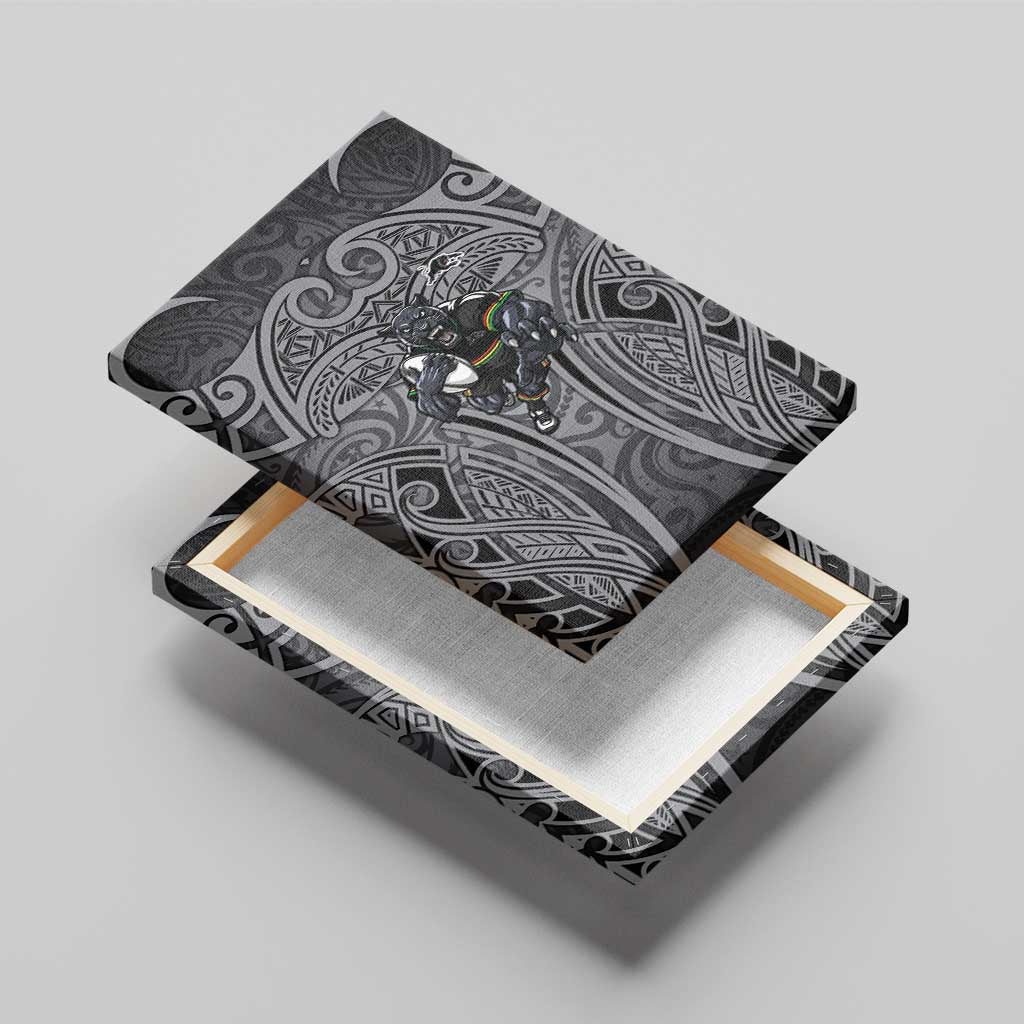 Penrith Panthers Rugby Canvas Wall Art Polynesian Tribal Panther Warrior Black Grey Pattern