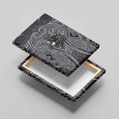 Penrith Panthers Rugby Canvas Wall Art Polynesian Tribal Panther Warrior Black Grey Pattern