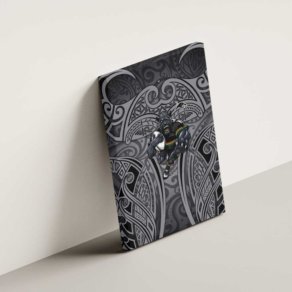 Penrith Panthers Rugby Canvas Wall Art Polynesian Tribal Panther Warrior Black Grey Pattern