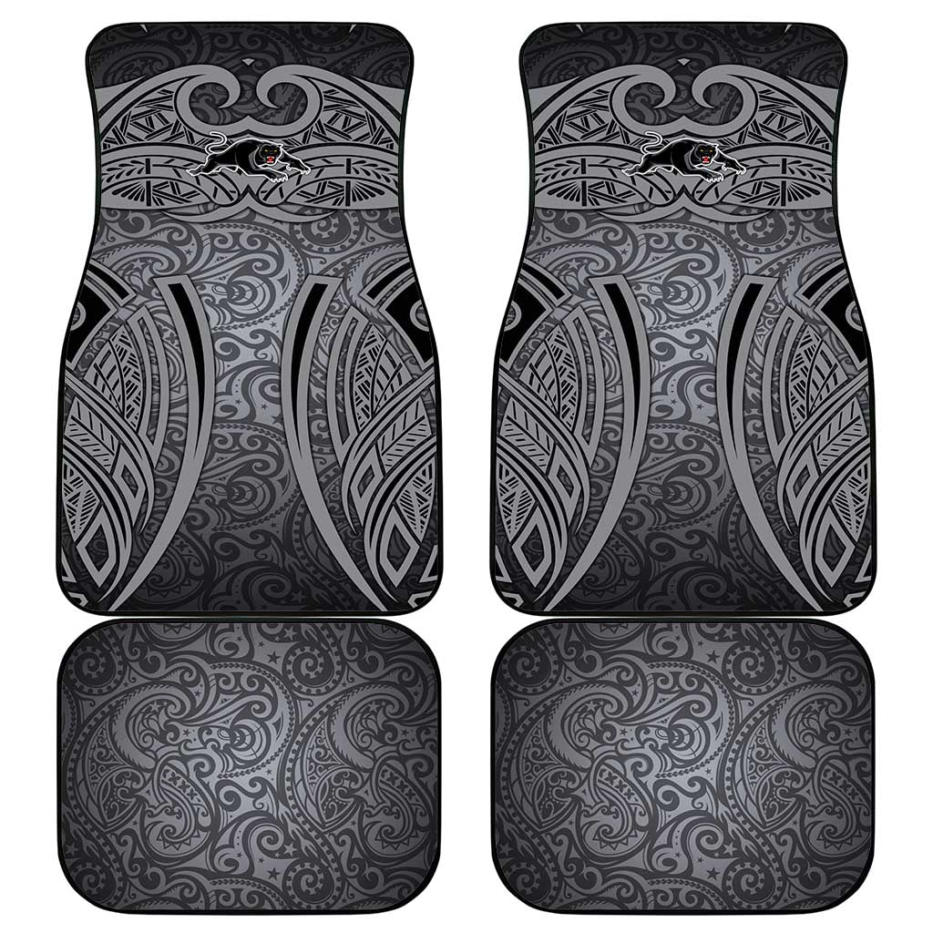 Penrith Panthers Rugby Car Mats Polynesian Tribal Panther Warrior Black Grey Pattern