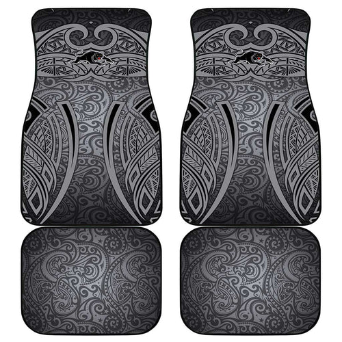 Penrith Panthers Rugby Car Mats Polynesian Tribal Panther Warrior Black Grey Pattern