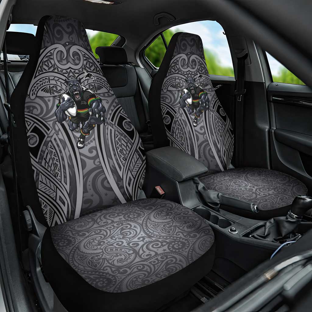 Penrith Panthers Rugby Car Seat Cover Polynesian Tribal Panther Warrior Black Grey Pattern