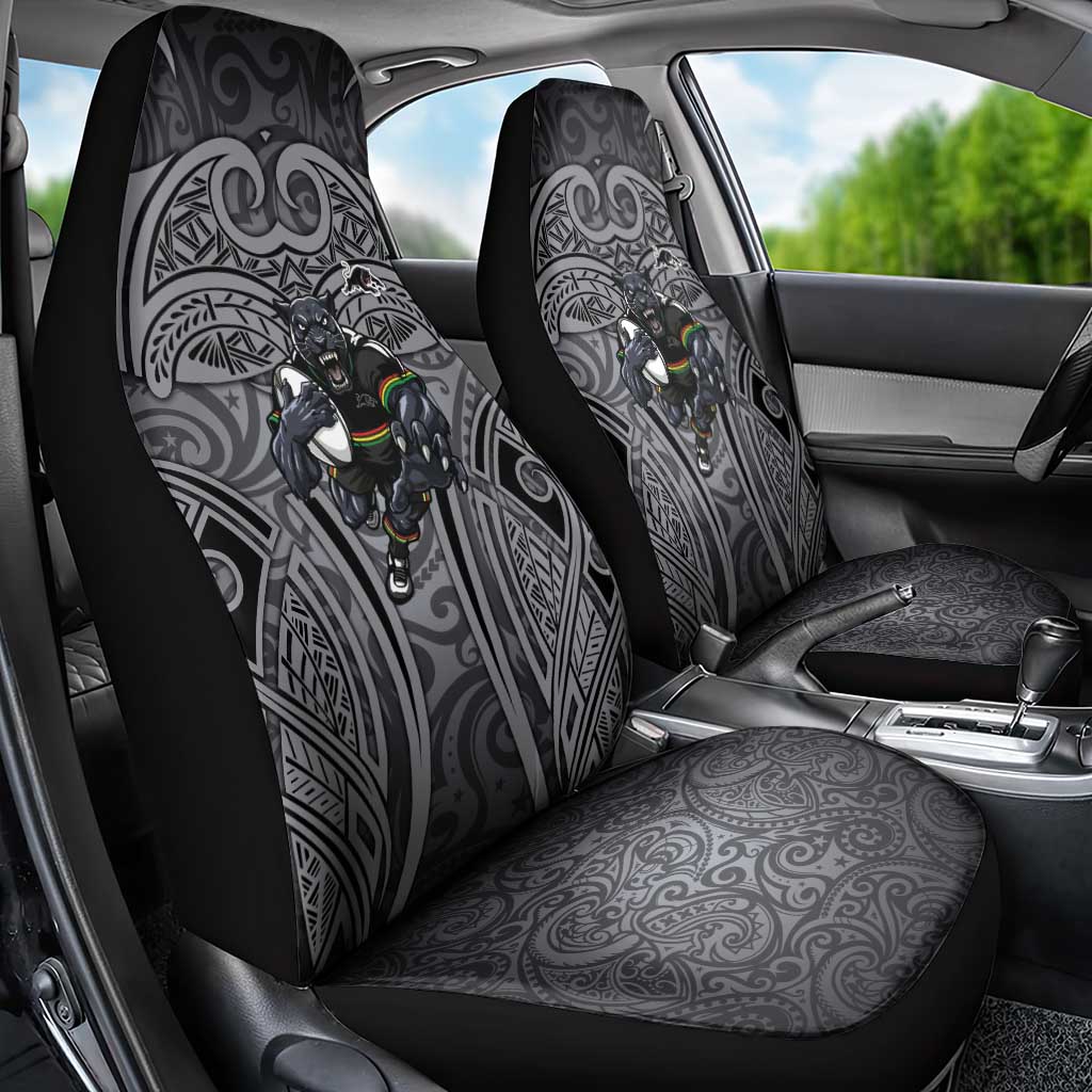 Penrith Panthers Rugby Car Seat Cover Polynesian Tribal Panther Warrior Black Grey Pattern