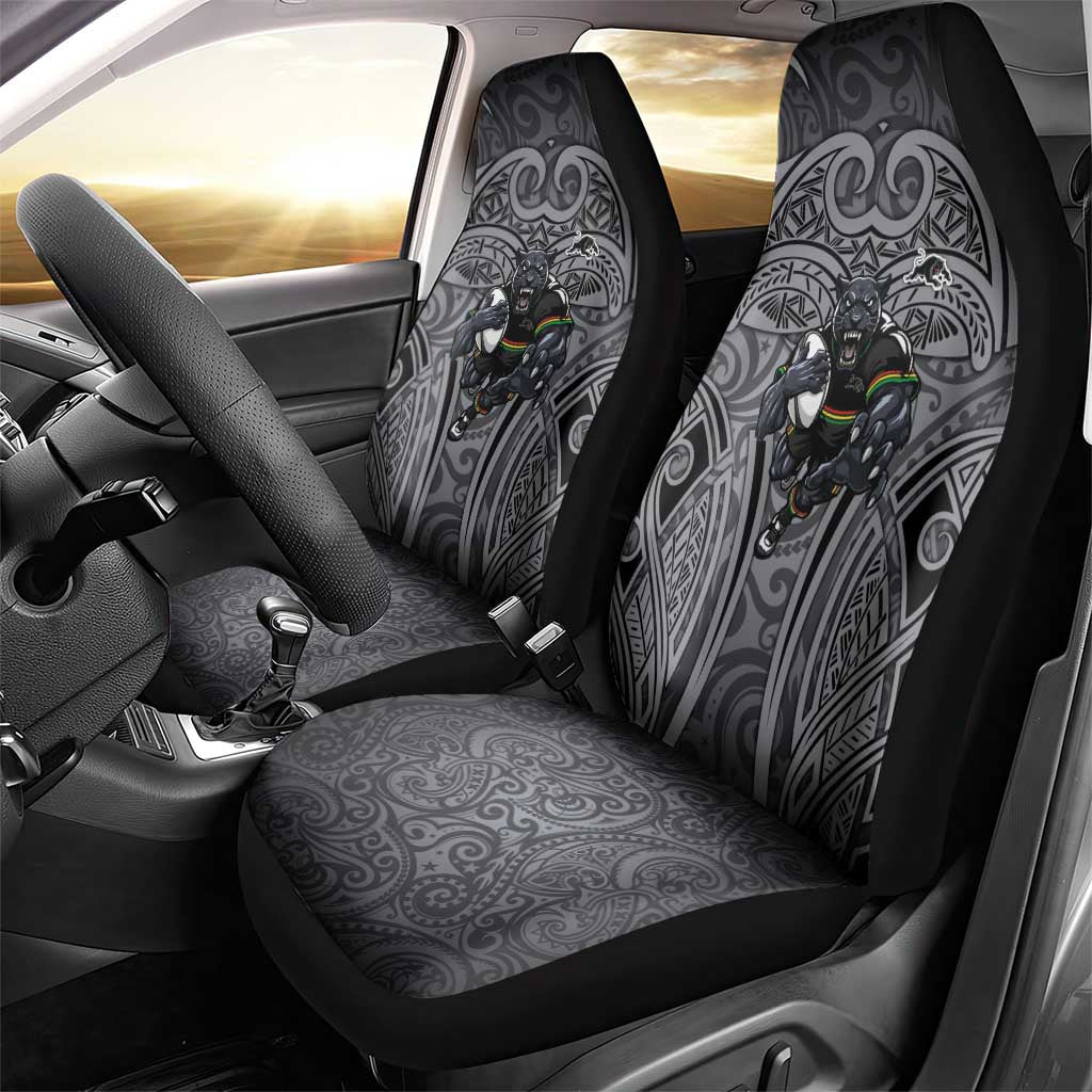 Penrith Panthers Rugby Car Seat Cover Polynesian Tribal Panther Warrior Black Grey Pattern