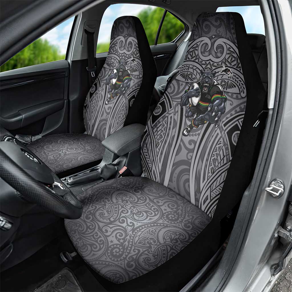 Penrith Panthers Rugby Car Seat Cover Polynesian Tribal Panther Warrior Black Grey Pattern