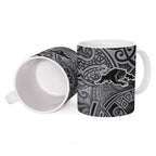 Penrith Panthers Rugby Ceramic Mug Polynesian Tribal Panther Warrior Black Grey Pattern