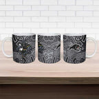 Penrith Panthers Rugby Ceramic Mug Polynesian Tribal Panther Warrior Black Grey Pattern