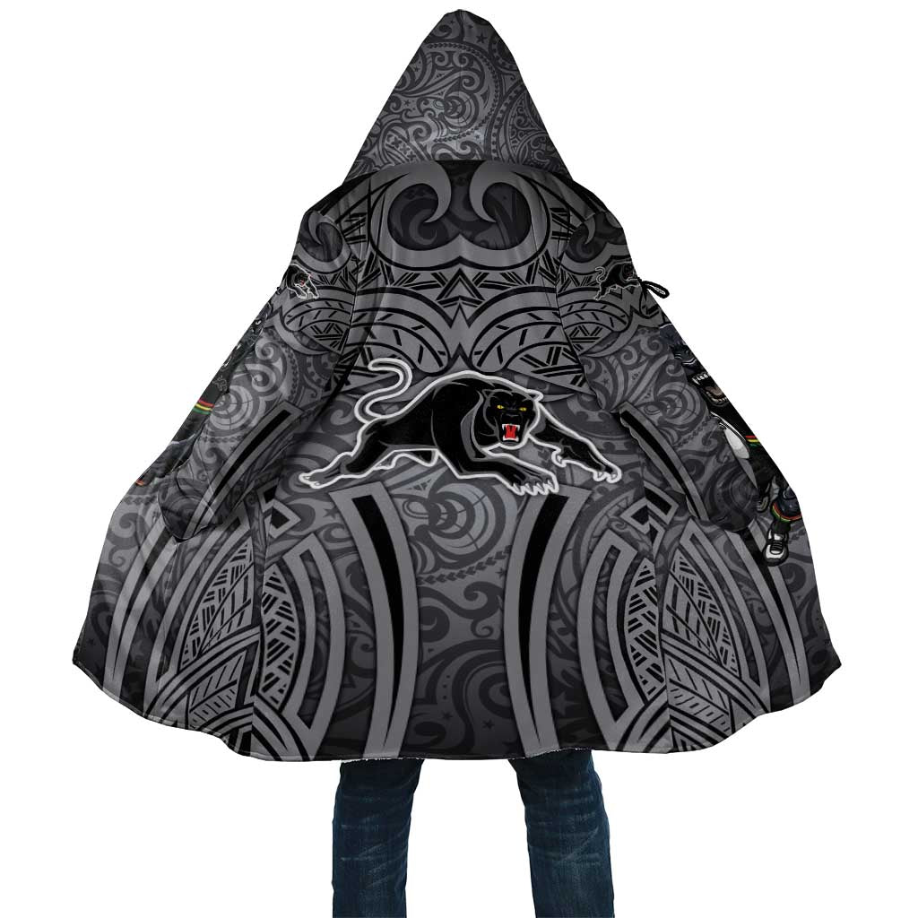 Penrith Panthers Rugby Cloak Polynesian Tribal Panther Warrior Black Grey Pattern
