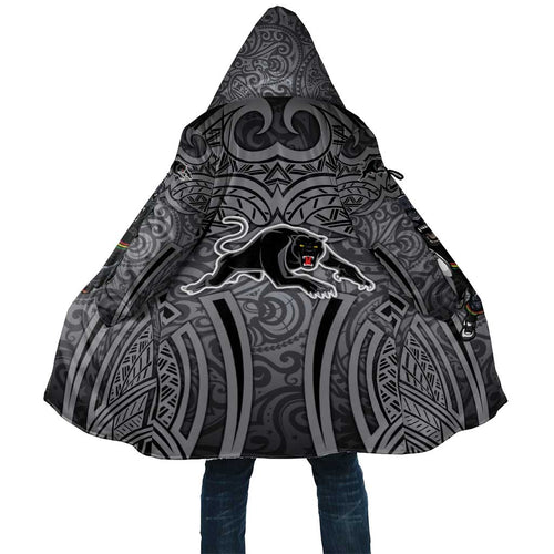 Penrith Panthers Rugby Cloak Polynesian Tribal Panther Warrior Black Grey Pattern