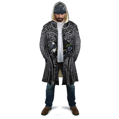 Penrith Panthers Rugby Cloak Polynesian Tribal Panther Warrior Black Grey Pattern