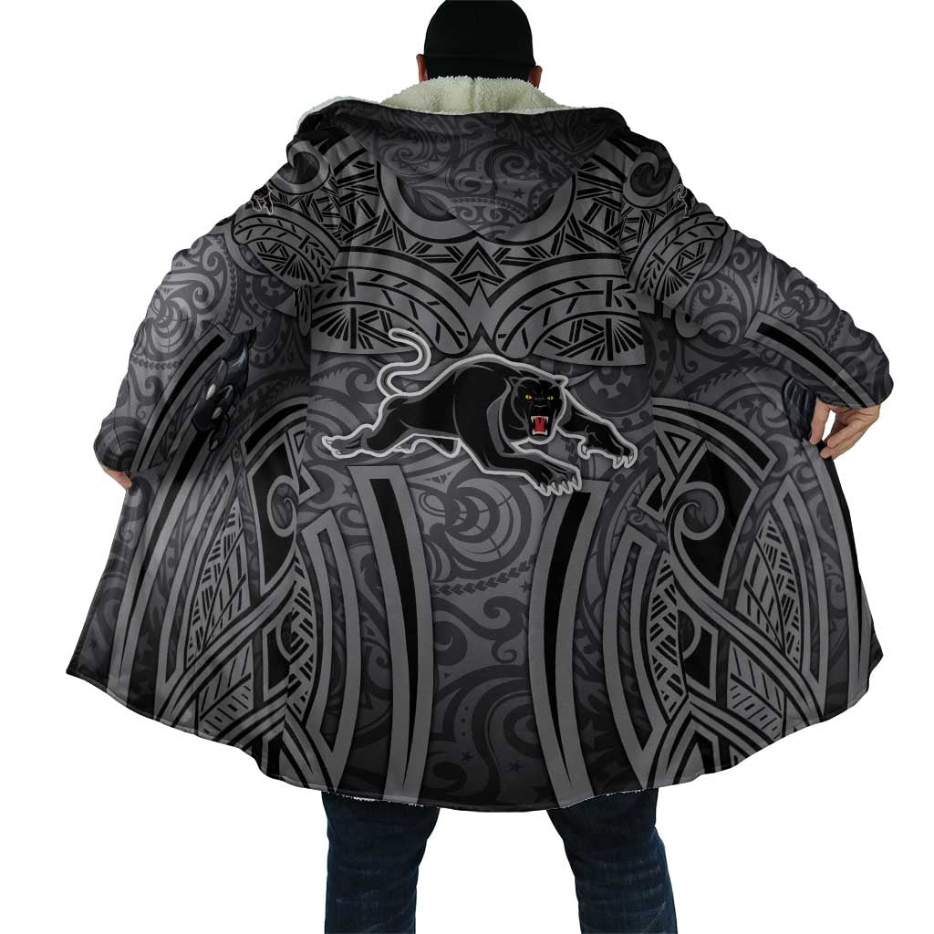 Penrith Panthers Rugby Cloak Polynesian Tribal Panther Warrior Black Grey Pattern