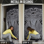 Penrith Panthers Rugby Door Cover Polynesian Tribal Panther Warrior Black Grey Pattern