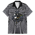 Penrith Panthers Rugby Hawaiian Shirt Polynesian Tribal Panther Warrior Black Grey Pattern