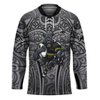 Penrith Panthers Rugby Hockey Jersey Polynesian Tribal Panther Warrior Black Grey Pattern