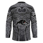 Penrith Panthers Rugby Hockey Jersey Polynesian Tribal Panther Warrior Black Grey Pattern