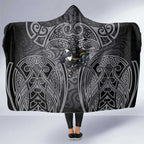 Penrith Panthers Rugby Hooded Blanket Polynesian Tribal Panther Warrior Black Grey Pattern