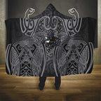 Penrith Panthers Rugby Hooded Blanket Polynesian Tribal Panther Warrior Black Grey Pattern