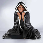 Penrith Panthers Rugby Hooded Blanket Polynesian Tribal Panther Warrior Black Grey Pattern