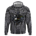 Penrith Panthers Rugby Hoodie Polynesian Tribal Panther Warrior Black Grey Pattern