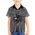 Penrith Panthers Rugby Kid Hawaiian Shirt Polynesian Tribal Panther Warrior Black Grey Pattern
