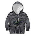 Penrith Panthers Rugby Kid Hoodie Polynesian Tribal Panther Warrior Black Grey Pattern