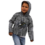Penrith Panthers Rugby Kid Hoodie Polynesian Tribal Panther Warrior Black Grey Pattern