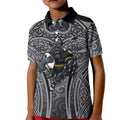 Penrith Panthers Rugby Kid Polo Shirt Polynesian Tribal Panther Warrior Black Grey Pattern
