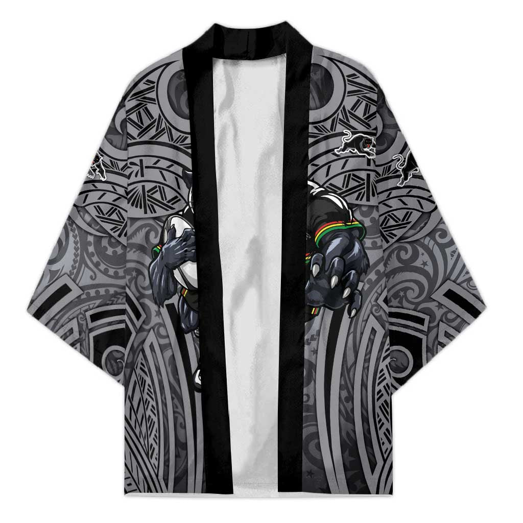 Penrith Panthers Rugby Kimono Polynesian Tribal Panther Warrior Black Grey Pattern